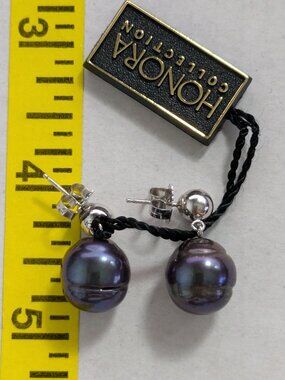 HONORA Collection 926 Potato Tahitian Pearl Dangle Drop Pierced Earrings